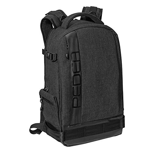 PEDEA DSLR-Kameratasche Fashion Fototasche für Spiegelreflexkameras mit wasserdichtem Regenschutz, Tragegurt und Zubehörfächern (Rucksack, schwarz)